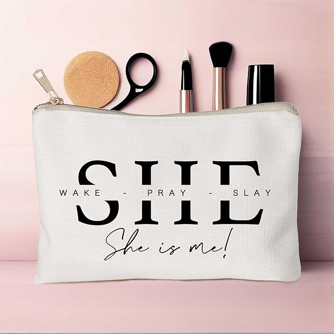 She Wake Pray Slay, She Is Me, Makeup Bag, I Am She, Motivational Cosmetic Bags, Entrepreneur Girl Boss, Boss Girl Gift, Mother's Day Gift, She Is Mom