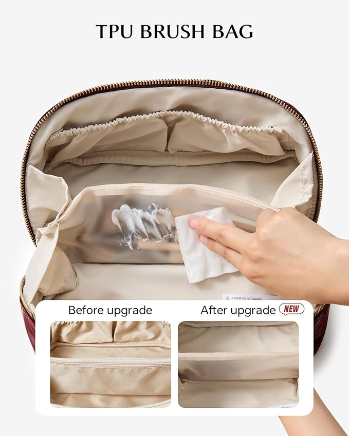 EACHY Travel Makeup Bag,Large Capacity Cosmetic Bags for Women,Waterproof Portable Pouch Open Flat Toiletry Bag Pattern Makeup Bag