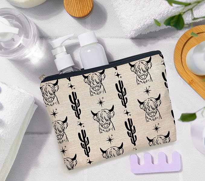 IWXYI Western Bag,Western Gifts for Women,Western Cow Makeup Bags With Zipper,Western Cow Make Up Bag Zipper Pouch Travel Toiletry