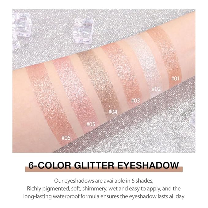 Beige White Monochrome Shimmer Eyeshadow Palette Makeup,Long Lasting Naturing-Looking Lightweight Glitter Single Eyeshadow,Neutral Powde Eye Shadow for Older Women