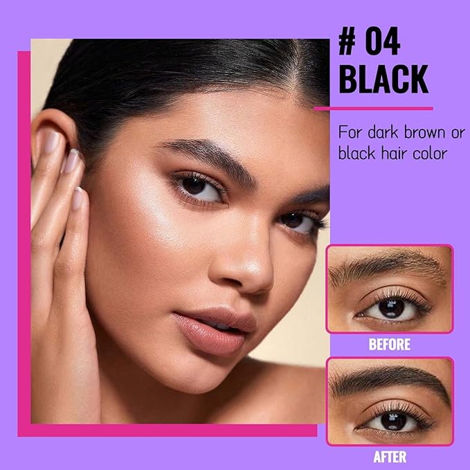 Easy Peel Off Eyebrow Gel, Tattoo Eyebrow Gel Easy Peel Off, Waterproof & Transfer-Proof Lasts Up to 3 Days Brow Color for Women, Create Fuller & Defined Looking Brows At-Home (04# Black)
