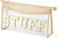 Clear Boho Patch Makeup Bag, Letter STUFF Cosmetic Bag, Transparent Travel Toiletry Bag, Waterproof Snacks Bag, Zipper Sunscreen Bag Gift for Women Girls (Stuff)