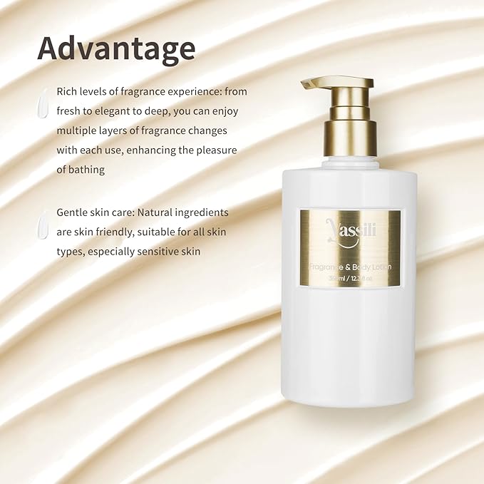 Vassili Body Lotion with Shea Butter & Vitamin E for Women, Scented Firming & Hydrating Moisturizer for Silky-Smooth Ultra-Soft Skin, Long-Lasting Fragrance for All Types-Vanilla