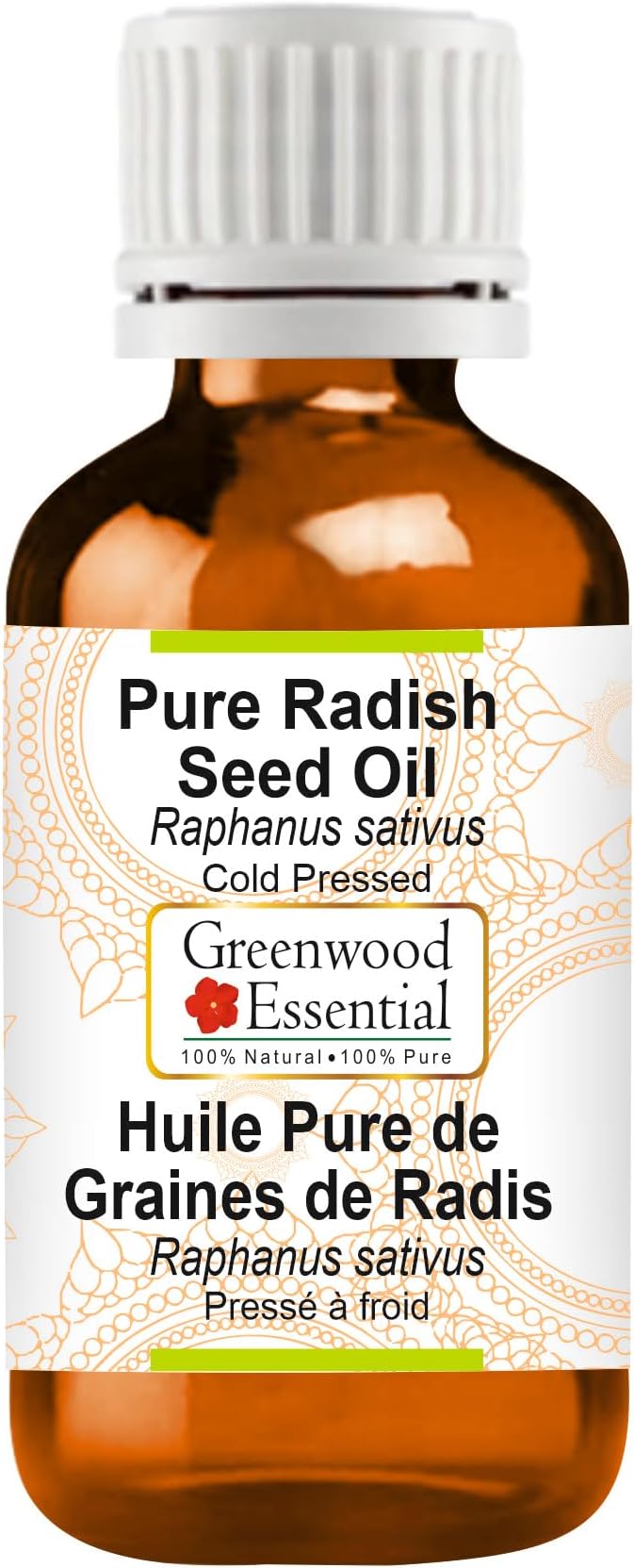 Greenwood Essential Radish Seed (Raphanus sativus) | Cold Pressed | Natural | Undiluted | For Diluting Essential Oils | For Skin & Massage | Men & Women | 30ml (1 oz)