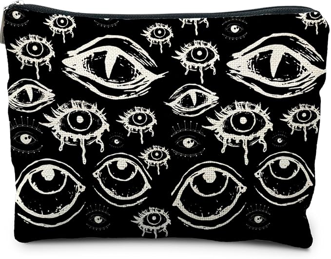 Goth Makeup Bag, Mystical Gothic Evil Eyes Witchy Cosmetic Bag Toiletry Bag for Women, Witch Stuff, Halloween Makeup Bag, Halloween Gifts for Women