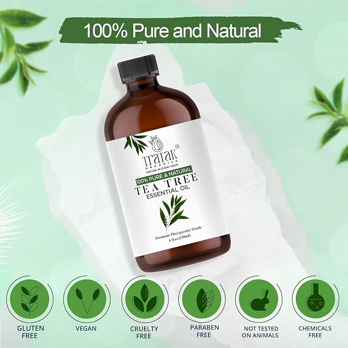 Tea Tree Oil for Skin, Hair & Toenails - 4 Fl Oz - 100% Pure Natural Tea Tree Essential Oil (Australian Melaleuca) for Potency - Used in General Wellness, Aromatherapy & DIY Soap