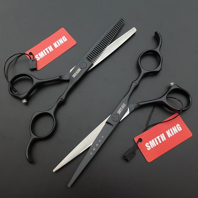 6.0 Inches Professional hair cutting thinning scissors set with razor (Black)
