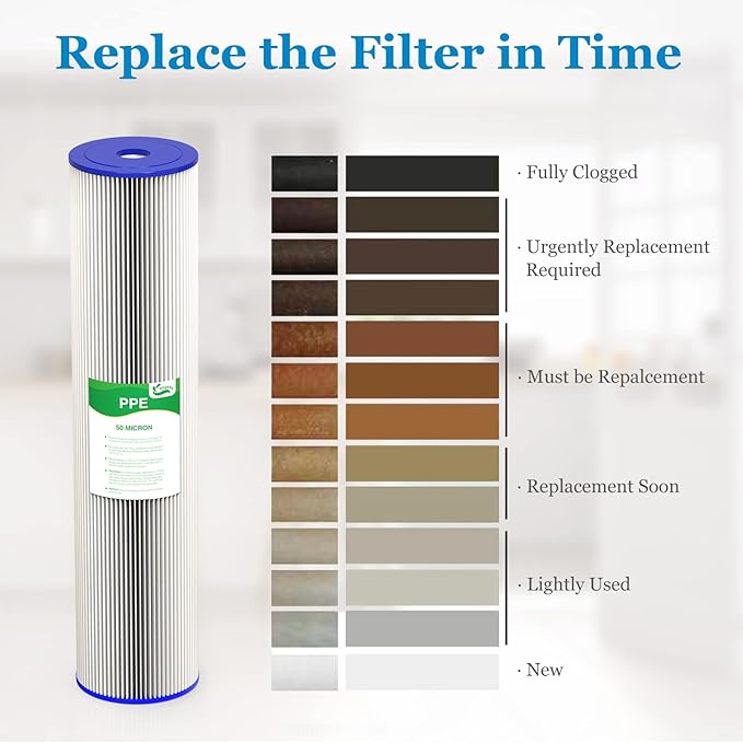 50 Micron 20-Inch Heavy Duty Whole House Water Filter Replacement Cartridge - Image 6
