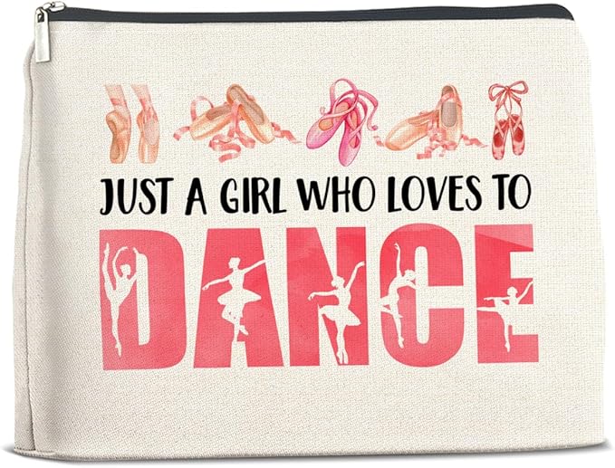 Dance Gifts Makeup Bag for Girls & Women Students & Dancers - Cosmetic Bag with Zipper for Dance Competition