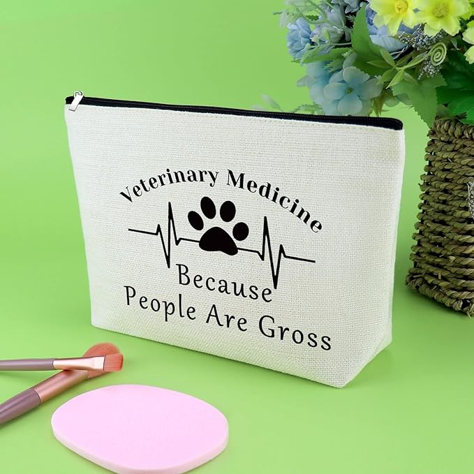 Veterinarian Gift Vet Tech Makeup Bag for Women Animal Rescue Gift Veterinary Technician Cosmetic Bag for Dog Lover Medical Graduate Dog Doctor Animal Lover Christmas Birthday Present Travel Pouch