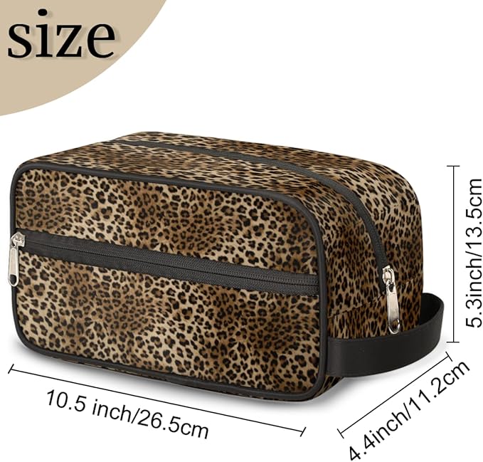 Fashion Leopard Tiger Skin Travel Toiletry Bag for Women Men Lightweight Cosmetic Makeup Bag Organizer Waterproof Shaving Bag Dopp Kit with Large Capacity for Toiletries and Shaving Accessories