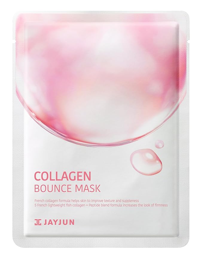 JAYJUN Collagen Bounce Mask (10 Sheets) – Firming & Plumping with French Marine Collagen 0.77 fl. oz.