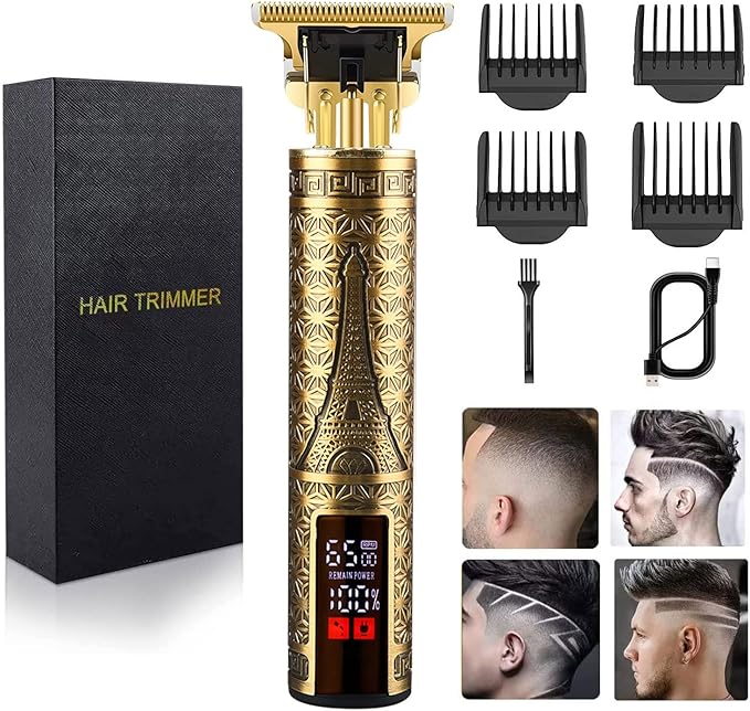 Hair Clippers for Mens Zero Gapped Cordless Hair Trimmer T-Blade Trimmer Professional Haircut & Grooming Kit Rechargeable Edgers Clippers Hair Trimmer Shaver Cutting Kit with LCD Display (Led-Tower)
