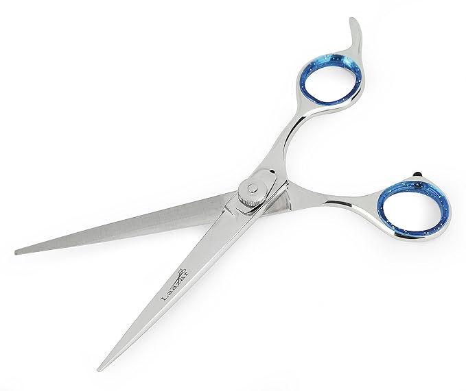 Laazar Pro Straight Hair Cutting Scissors | Professional Barber/Hairdresser Trimming Shears with Japanese Steel Blade and Comfort Rings | Extra Sharp | Grooming Tools for Men and Women