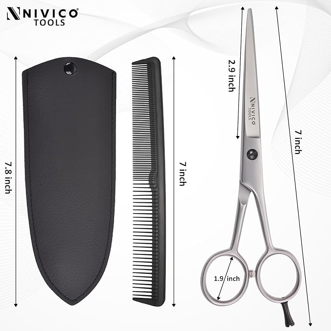 Professional 6.5” Hair Cutting Scissor with Comb– Sharp and Hairdressing Scissors Barber Shears Stainless Steel Hair Cutting Shears for Men & Women Precision Blades for Salon with Adjustment Screw