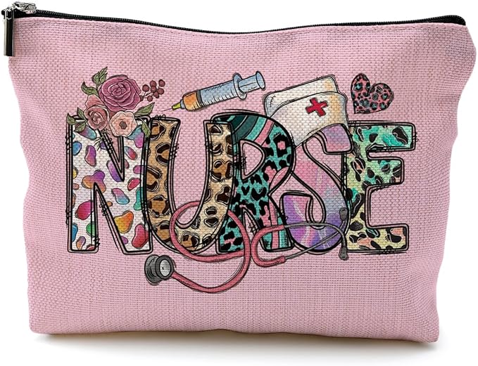 Nurse Makeup Bags,Nurse Gifts for Women,Nurse Cosmetic Bags With Zipper,Nurse Gifts for Nursing Student,Student Nurse Gifts(Pink)