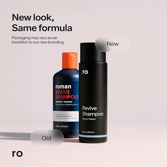 Ro Men's Revive Shampoo & Restore Conditioner Duo | Exfoliates, Clarifies, Fortifies & Moisturizes for Thicker Looking Hair, Made Without Sulfates, Parabens, or Phthalates | 8 fl oz (Pack of 2)