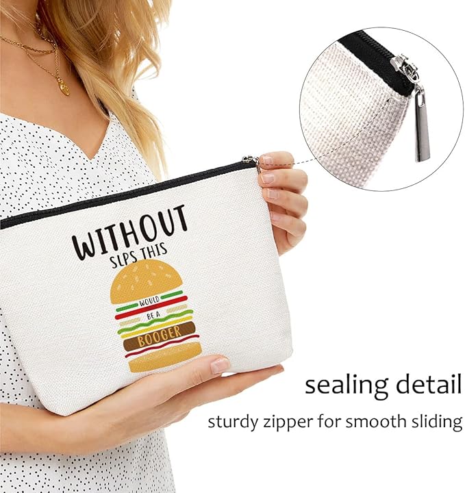 Speech Therapy Gifts, Speech Language Pathologist Gifts, Speech Therapist Gift for Women, Speech Therapist Appreciation Funny Makeup Bag, Therapist Cosmetic Bag - Without SLPs This Would Be A Booger