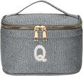 EURYNOME Makeup Bag with Custom Letter Q, Water-Resistant Travel Organizer Pouch, (8.3x5.1x5.1 Inch) Cosmetic Case for Women