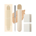 Korean Piccasso Brush Makeup Spatula + Sponge 2P Set – Professional Makeup Tools with Precision Spatula and 2 Soft Sponges, Ideal for Blending Foundation, Cream, or Liquid Makeup