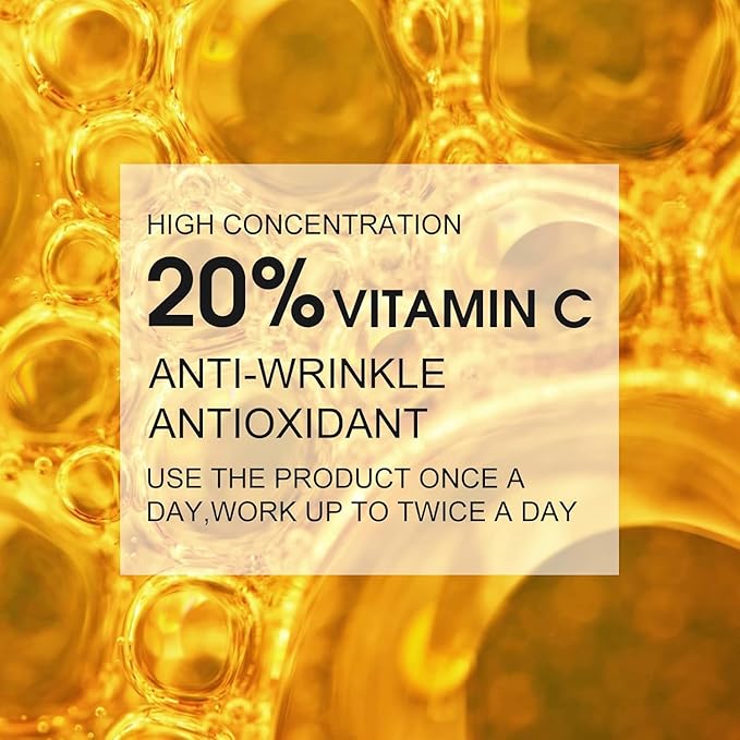 Premium 20% Vitamin C Serum For Face with Hyaluronic Acid, Retinol & Amino Acids - Boost Skin Collagen,Hydrate & Plump Skin, Anti Aging & Wrinkle Facial Serum (4 Fl Oz (Pack of 1))