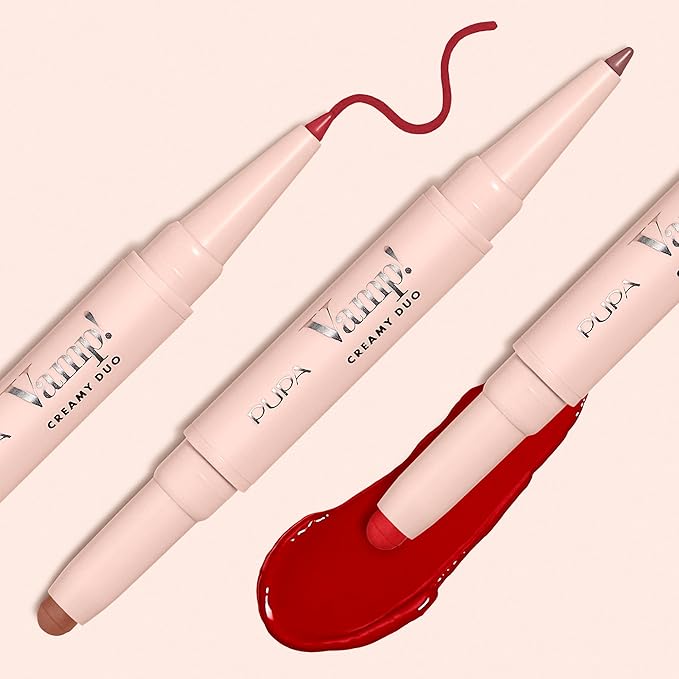Pupa Milano Vamp! Creamy Duo, 007 Peach Nude, 1 Pc - 2 in 1 Lipstick and Lip Pencil - Long Lasting - Lightweight - No-Transfer - Smooth Texture - Highly Pigmented