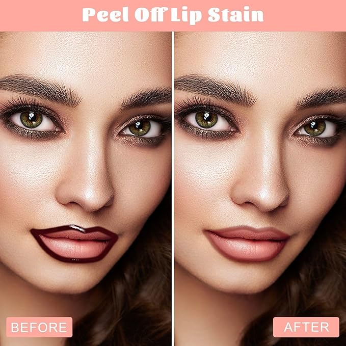 Lip Stain - Peel Off Lip Liner, Long Lasting Lip Liner with Matte Finish, Waterproof & Transfer Proof Lip Gloss, Non-Stick Cup & Highly Pigmented Color, Easy to Use for All Skin Types (Rose)