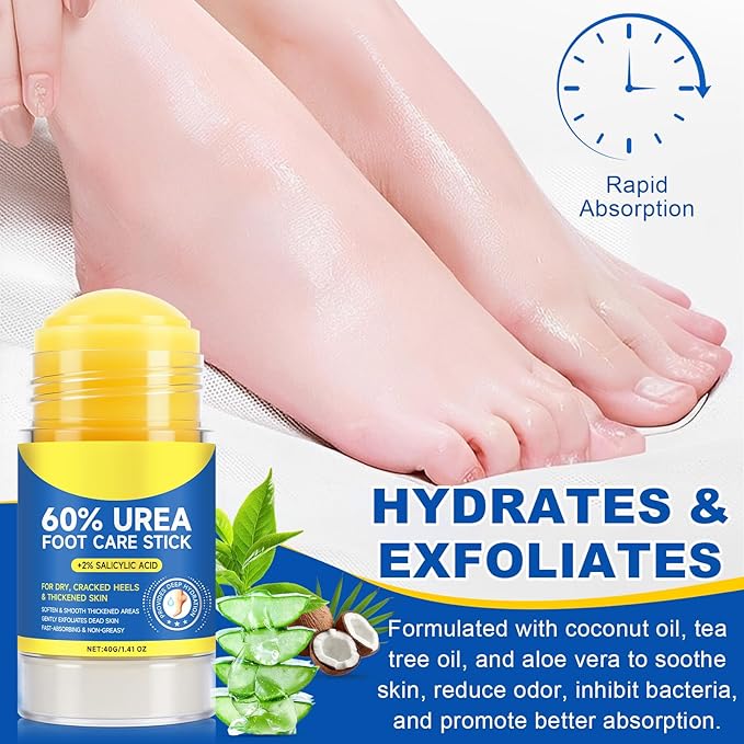 60% Urea Foot Cream, 1.41Fl Oz Foot Cream Maximum Strength Moisturizer for Dry Cracked Heels, Urea Foot Lotion Nourish Cracking Rough Dry Hands/Feet