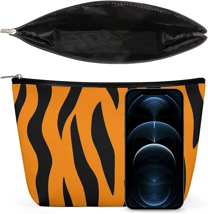 Personality Fashion Zipper Cosmetic Case, Portable Makeup Case, Toiletry Bag, Tiger Stripes Animal Print Travel Cosmetic Toiletry Bag