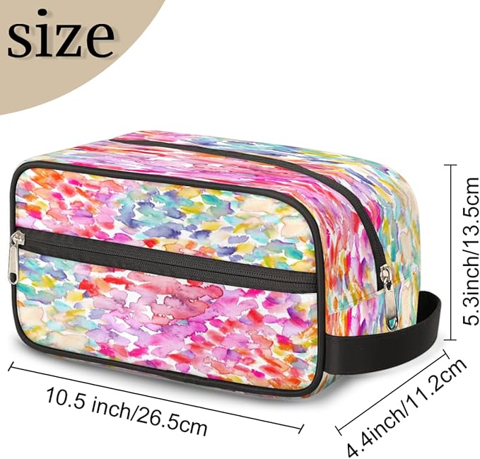Abstract Art Rainbow Butterfly Travel Toiletry Bag for Women Men Lightweight Cosmetic Makeup Bag Organizer Waterproof Shaving Bag Dopp Kit with Large Capacity for Toiletries and Shaving Accessories