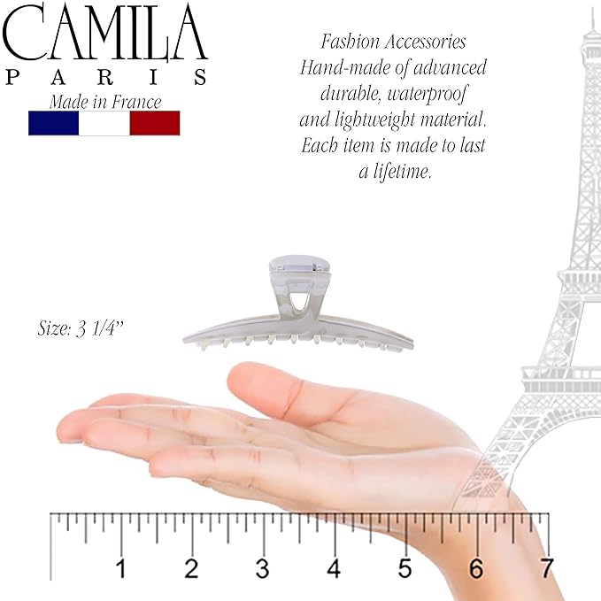 Camila Paris CP3230 French Hair Clip for Women, Narrow, Strong Hold Grip Double Teeth Girls Hair Claw Clips Jaw, Fashion Durable Styling Hair Accessories for Women, Made in France