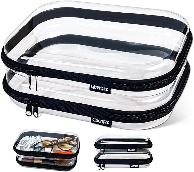 Clear Zipper Pouches for Organizer, Waterproof Hard Clear Zipper Case, Hard Plastic Pouch with Zippered