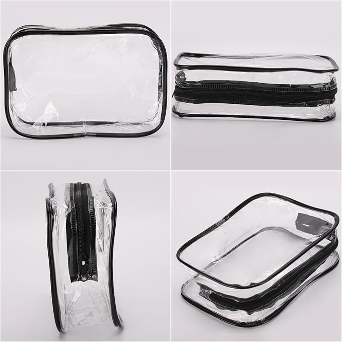 Tbestmax 20 Pack Clear Cosmetic Bags Makeup Bags Portable Waterproof Travel Toiletry Bags Organizer Black, 7.5"x 4.8"x 2.3"