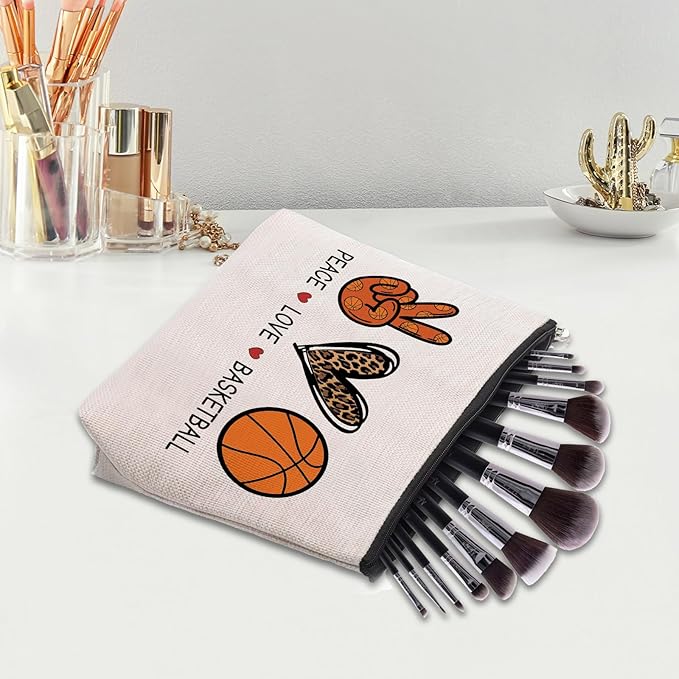 Basketball Gifts for Women - Cosmetic Bag Gifts for Players, Fans & Friends - Travel Makeup Pouch