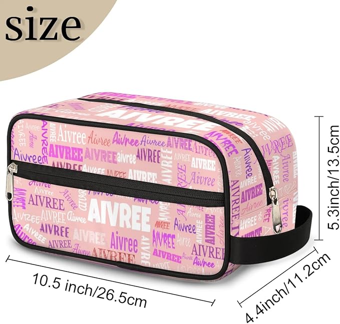 Custom Travel Toiletry Bag for Women, Large Makeup Bag, Cosmetic Bag, Comestic Essentials for Women, Light Pink Background