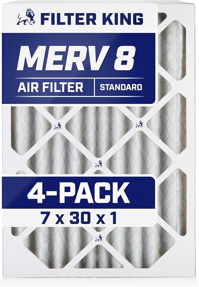 Filter King 7x30x1 Air Filter | 4-PACK | MERV 8 HVAC Pleated A/C Furnace by FilterKing