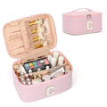 OCHEAL Makeup Bag for Women, Monogram Cosmetic Bag with Brush Holder, Pink Travel Makeup Case Beauty Toiletry Bag Organizer Personalized Gifts for Girls Bridesmaid, Sister, Wife, Friends Initial C