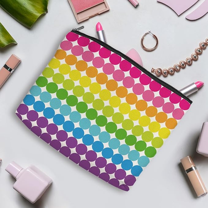 4pcs Colorful Rainbow Makeup Bag, Bright Neon Colors Cosmetic Bag, Christmas Wedding Anniversary Birthday Friendship Gifts for Women Girls Best Friends Bridesmaid Bestie Mom Travel Toiletry Bag