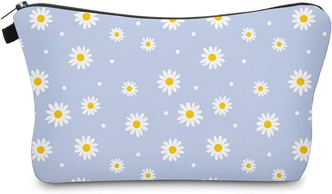 Cute Travel Makeup Bag Cosmetic Bag Small Pouch Gift for Women (Daisy)