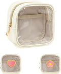 Clear Makeup Bag with 2 Cute Chenille patterns - Waterproof PU Leather Cosmetic Case, Mini Personalized Toiletry Pouch for Women & Teens, ideal for Travel & Gift
