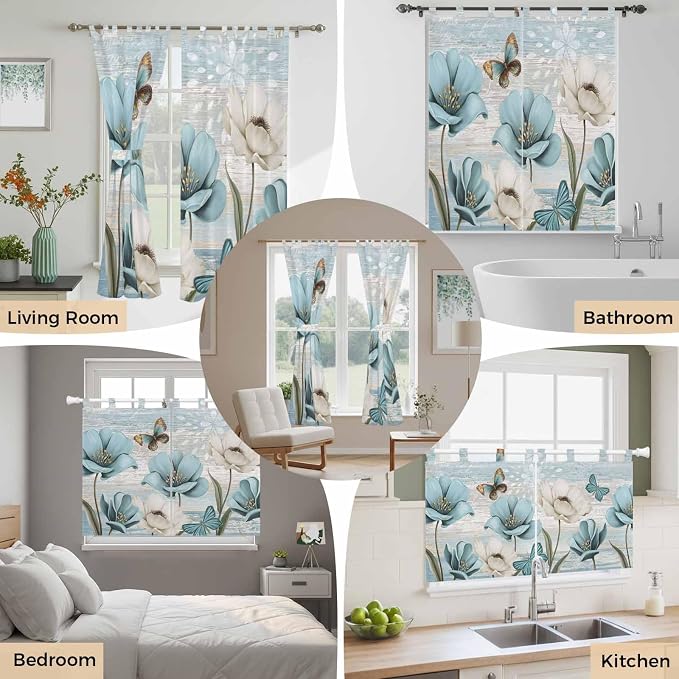 Spring Floral Living Room Curtains 96 Inch Length, Window Curtains Tab Top - Image 7