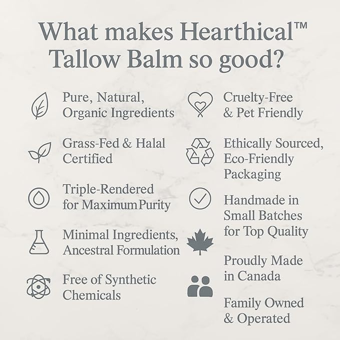 Halal Grass Fed Beef Tallow For Skin – 70g Organic Beef Tallow Moisturizer – Beef Tallow Face Moisturizer & Beef Tallow Face Cream – Pure Beef Tallow Balm with Black Seed and Jojoba