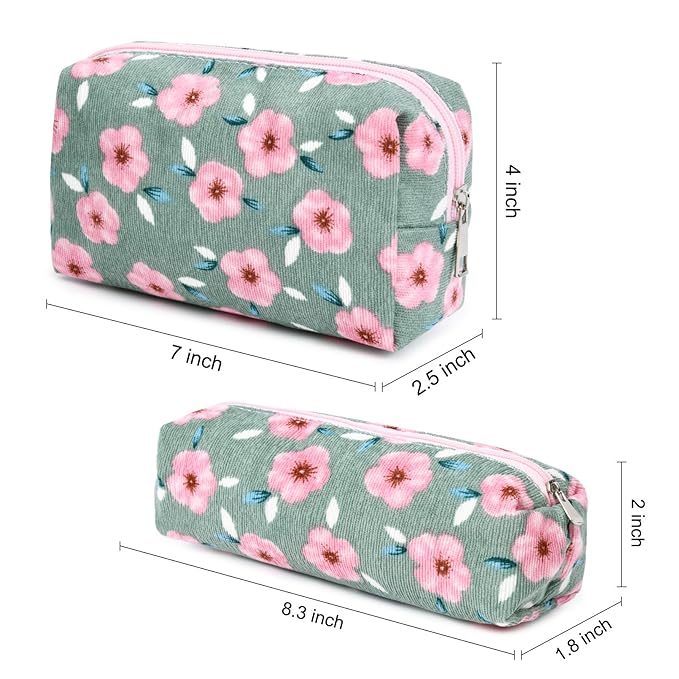 SOIDRAM Floral Cosmetic Bag - Large Capacity Makeup Pouch with Makeup Brushes Storage, Travel Toiletry Bag Organizer