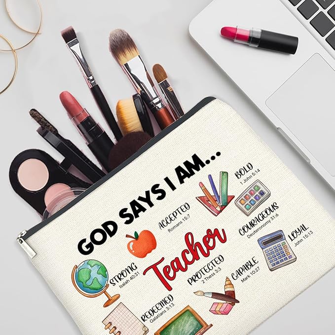 YeleY Cosmetic Case - Multipurpose Makeup Bag for Women - Waterproof Zipper Pouch - Bible Verses Design