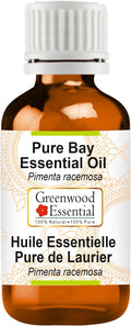 Greenwood Essential Bay Essential Oil (Pimenta racemosa) Pure | Non-Sticky | Non-Greasy | Lightweight | Men & Women | All Skin Types | Steam Distilled 30ml (1 oz)