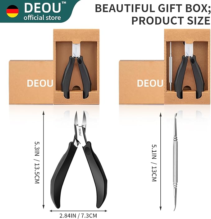 DEOU Toenail Clippers Blade for Ingrown and Thick Nails Stainless Steel Pedicure Tools at Home ingrown toenail Treatment Professional Podiatrist Nail Clippers with (Eagle Beak Pliers+Nail Remover)