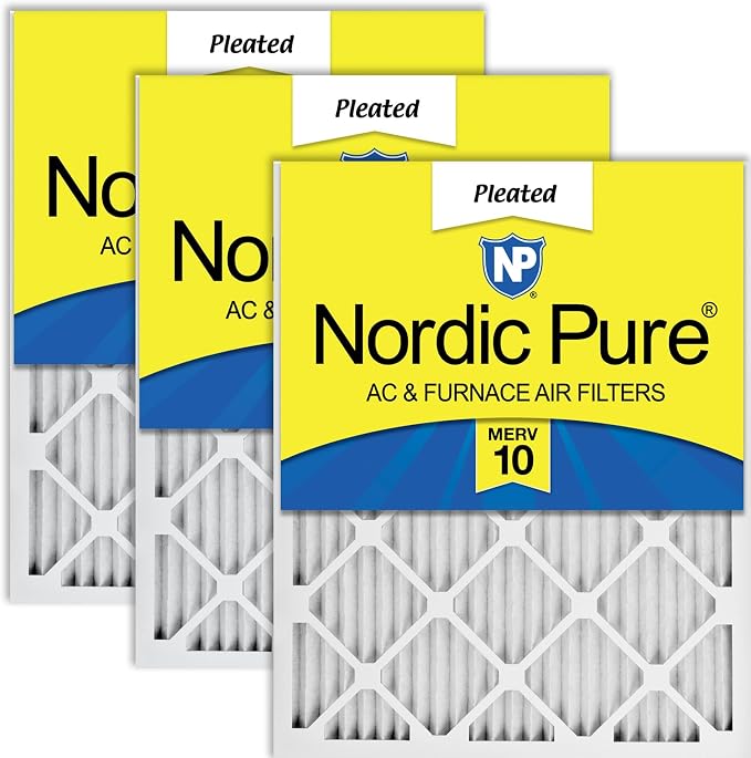 Nordic Pure 12x12x1 Pleated MERV 10 Air Filters 3 Pack by NordicPure