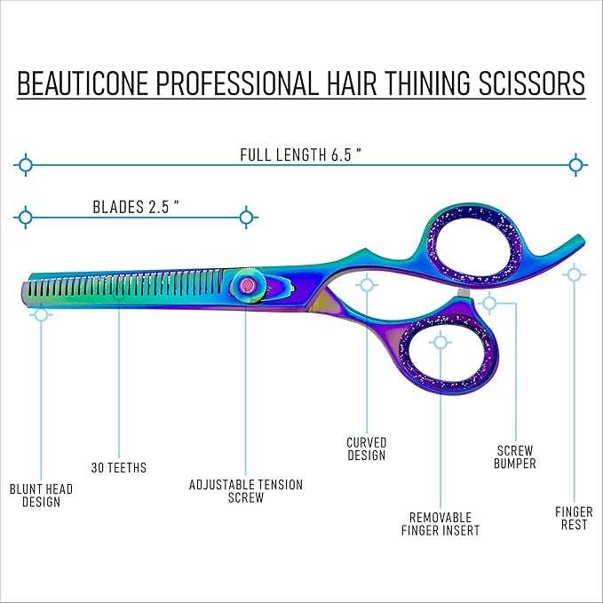 BEAUTICONE Thinning Shears for Hair Cutting, Professional Barber Hair Scissors, texturizing shears for Women/Men Trimming, Salon, Hair Layering scissor, Stainless Steel