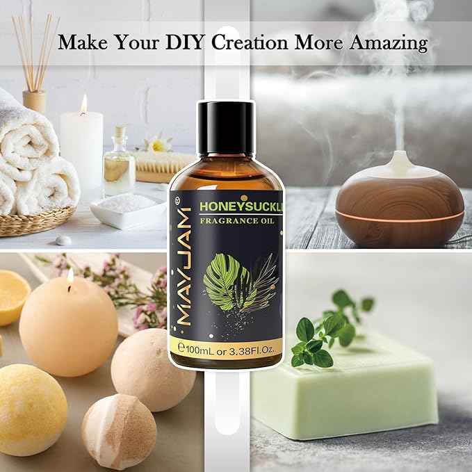 MAYJAM 100ML/3.38FL.OZ Honeysuckle Fragrance Oils with Glass Dropper, Essential Oils for Diffusers for Home, Long Lasting Scented Oils for Diffusers Soap Candle Making
