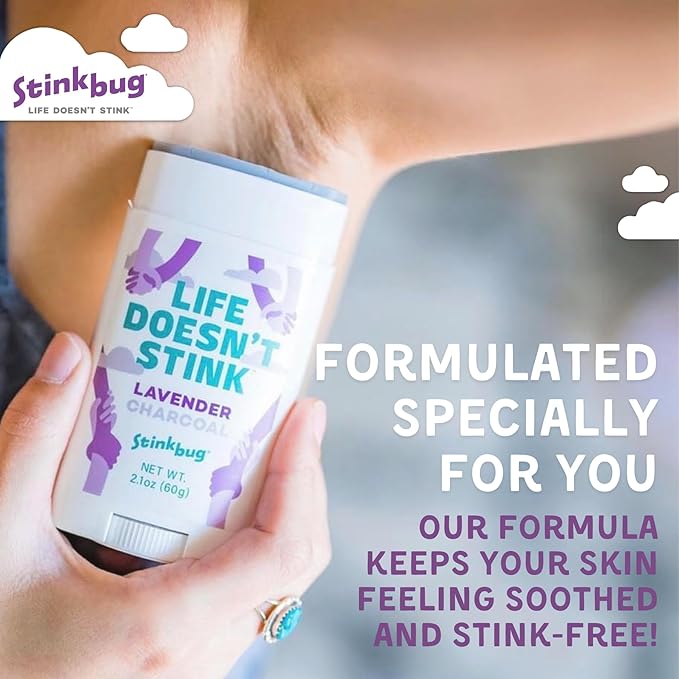 Stinkbug Naturals Organic Aluminum Free Travel Size Deodorant Stick with Amber Sage, Coconut Oil and Activated Charcoal, 0.75 Ounce Pack of 6